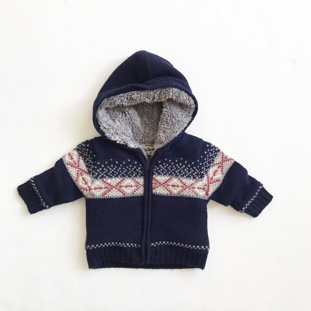 Mayoral Sherpa lined knit sweater/jacket EUC 6m